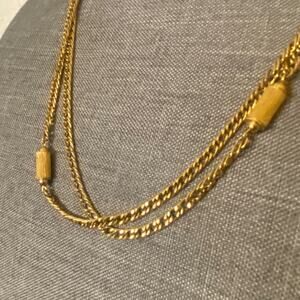 Vintage Monet Long Gold Tone Stations Necklace 52 Inches